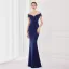 Sexy Black Satin Evening Dresses 2022 Trumpet / Mermaid Off-The-Shoulder Beading Tassel Sleeveless Backless Floor-Length / Long Evening Party Formal Dresses