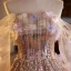 Scintillantes Haut de Gamme Rougissant Rose Perle Appliques Paillettes Robe De Soirée 2023 Princesse De l'épaule 3/4 Manches Dos Nu Longue Soirée Robe De Ceremonie