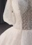 Luxus / Herrlich Weiß Handgefertigt Perlenstickerei Perle Pailletten Ballkleid Brautkleider / Hochzeitskleider 2024 Bandeau Ärmellos Rückenfreies Kapelle-Schleppe Hochzeit