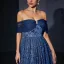 Vintage / Retro Ocean Blue Lace Flower Prom Dresses 2025 A-Line / Princess Off-The-Shoulder Sleeveless Backless Floor-Length / Long Prom Formal Dresses