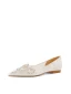 Elegant White Rhinestone Lace Flat Wedding Shoes 2024 Pointed Toe Wedding Heels