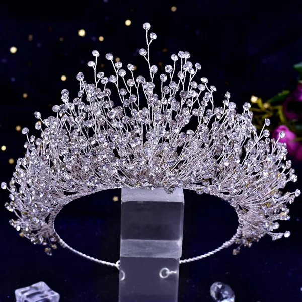 Uroczy Srebrny Rhinestone Ozdoby Do Włosów Ślubne Tiara Stop 2023