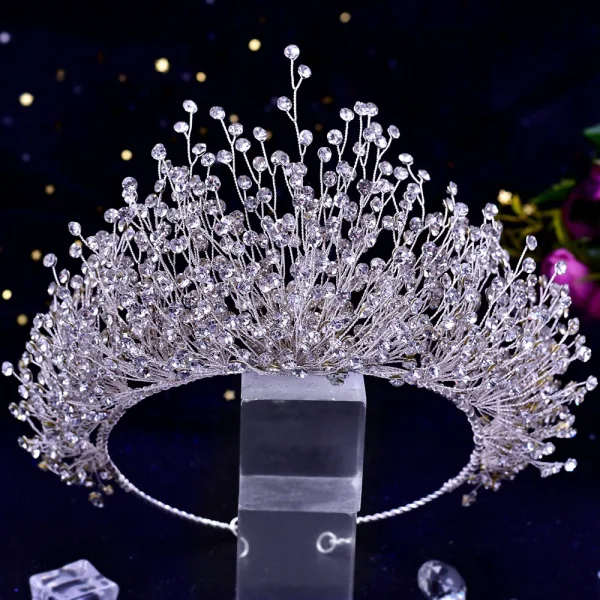 Sparkly Silver Handmade Rhinestone Bridal Hair Accessories 2023 Alloy Wedding