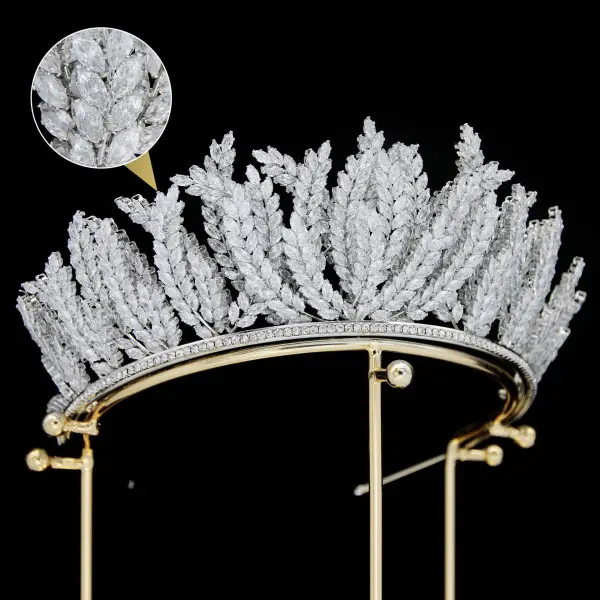 High-end Silver Rhinestone Zirkon Brud Huvudbonad 2024 Bröllop Tiara Krona