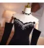 Elegant Black Sequins Pearl Velvet Evening Dresses 2026 Trumpet / Mermaid Off-The-Shoulder 1/2 Sleeves Backless Sweep Train Evening Party Formal Dresses