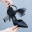Chic / Beautiful Black Ankle Strap Bow Prom Womens Shoes 2026 9 cm Stiletto Heels Pointed Toe High Heels