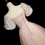 Charmant Rougissant Rose Paillettes Robe De Bal 2023 Princesse Encolure Carrée Manches Courtes Dos Nu Longue Robe De Ceremonie
