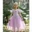 Lovely Lavender Birthday Flower Girl Dresses 2023 A-Line / Princess Square Neckline Short Sleeve Floor-Length / Long Flower Girl Dresses
