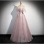 Schöne Rosa Perlenstickerei Applikationen Pailletten Ballkleider 2024 A Linie Off Shoulder Kurze Ärmel Rückenfreies Lange Ball Festliche Kleider