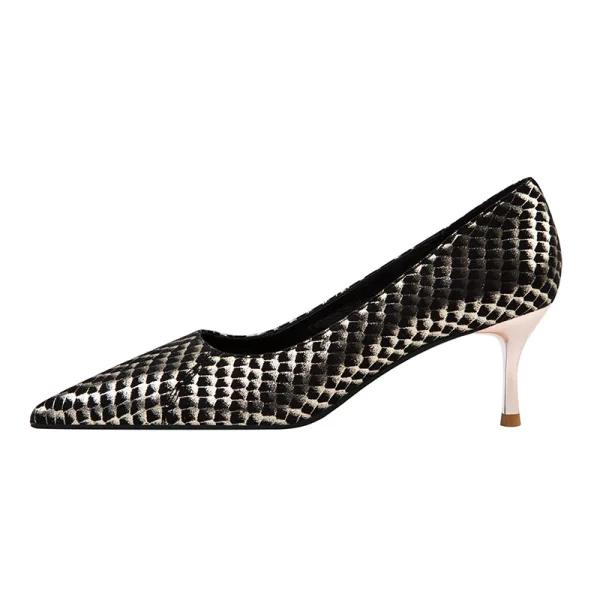 Chic / Beautiful Blushing Pink Fish Scales Cocktail Party Pumps High Heels 2022 6 cm Stiletto Heels Pointed Toe Pumps
