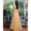 Modest / Simple Champagne Lace Flower Bridesmaid Dresses 2023 A-Line / Princess Short Sleeve Backless Floor-Length / Long Bridesmaid Dresses
