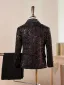 Scintillantes Bordeaux Paillettes Manches Longues 5 pièces Costume Garçon Mariage 2025 Manteau Pantalon Chemise Cravate Gilet