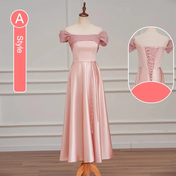 Simple Rose Bonbon Robe Demoiselle D'honneur 2023 Princesse Manches Courtes Dos Nu Longue Robe Demoiselle D'honneur