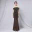 Charming Black Gold Sequins Evening Dresses 2022 Trumpet / Mermaid Off-The-Shoulder Short Sleeve Backless Floor-Length / Long Evening Party Formal Dresses
