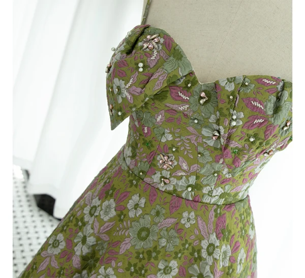 Elegant Sage Green Pearl Printing Satin Prom Dresses 2023 A-Line / Princess Spaghetti Straps Sleeveless Backless Floor-Length / Long Prom Formal Dresses