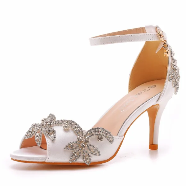 Charming Gold Rhinestone Evening Party Womens Sandals 2023 T-Strap 7 cm Stiletto Heels Open / Peep Toe Sandals High Heels