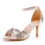Charming Gold Rhinestone Wedding Shoes 2023 Ankle Strap 7 cm Stiletto Heels Open / Peep Toe Wedding Sandals High Heels