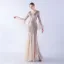 Sparkly Black Sequins Evening Dresses 2024 Trumpet / Mermaid V-Neck Bell sleeves Backless Floor-Length / Long Evening Party Formal Dresses