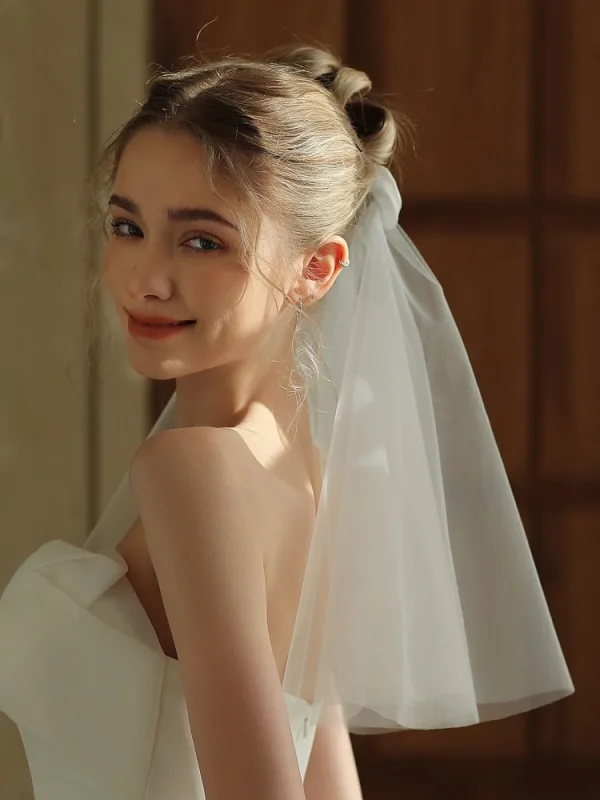 Elegant White Handmade  Flower Bridal Wedding Veils 2025 Tulle