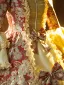 Medieval Vintage / Retro Red Glitter Printing Pearl Bow Cosplay Lolita Prom Dresses 2024 Ball Gown Square Neckline Bell sleeves Backless