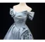 Fashion Sky Blue Ball Gown Prom Dresses 2025 Off-The-Shoulder Short Sleeve Backless Sweep Train Prom Formal Dresses