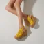 Roman Yellow Street Wear Summer Lace Womens Sandals 2022 Waterproof 10 cm Wedges Open / Peep Toe Sandals High Heels