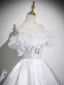 Elegant Ivory Appliques Prom Dresses 2025 A-Line / Princess Off-The-Shoulder Short Sleeve Backless Floor-Length / Long Formal Dresses