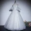 Fashion White Spotted Prom Dresses 2023 A-Line / Princess Off-The-Shoulder Short Sleeve Backless Floor-Length / Long Prom Formal Dresses