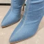 Mode Bleu Ciel Tomber Hiver Vêtement de rue Bottes Femme 2023 11 cm Talons Aiguilles À Bout Pointu Bottes