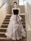 Chic / Belle Noire Volants en Cascade Paillettes Robe De Soirée 2023 Princesse Encolure Carrée Manches Courtes Dos Nu Longue Promo Robe De Ceremonie
