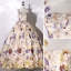 Fancy Champagne Lace Flower Prom Dresses 2022 Ball Gown Square Neckline Sleeveless Backless Floor-Length / Long Formal Dresses