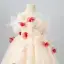 Lovely Champagne Appliques Birthday Flower Girl Dresses 2025 A-Line / Princess Off-The-Shoulder Short Sleeve Backless Floor-Length / Long Flower Girl Dresses