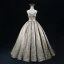 Sparkly Gold Beading Pearl Sequins Appliques Prom Dresses 2024 Ball Gown Strapless Sleeveless Backless Floor-Length / Long Prom Formal Dresses