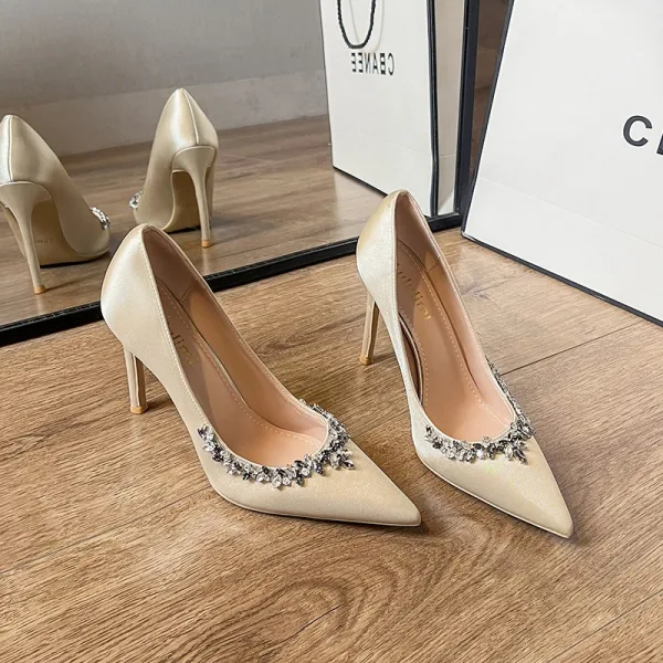 Schöne Schwarz Strass Abend Pumps 2026 10 cm Stilettos Spitzschuh Pumps Hochhackige