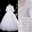 Elegant White Pearl Sequins Evening Party Flower Girl Dresses 2022 Ball Gown Scoop Neck Short Sleeve Sash Floor-Length / Long Flower Girl Dresses