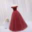 Chic / Beautiful Watermelon Beading Velvet Prom Dresses 2024 Ball Gown Off-The-Shoulder Sleeveless Backless Floor-Length / Long Prom Formal Dresses
