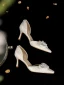 Chic / Beautiful White Leather Pearl Bow Lace Wedding Shoes 2024 7 cm Stiletto Heels Pointed Toe Wedding High Heels
