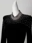 Sexy Noire Faux Diamant Velours Robe De Soirée 2026 Trompette / Sirène Col Haut Manches Longues Train De Balayage Robe De Ceremonie