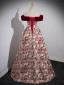 Elegant Burgundy Printing Prom Dresses 2023 A-Line / Princess Off-The-Shoulder Sleeveless Backless Floor-Length / Long Prom Formal Dresses