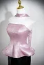 Charmant Rosa Pailletten Partykleider 2025 Meerjungfrau Bandeau Ärmellos Rückenfreies Sweep / Pinsel Zug Cocktail Abend Festliche Kleider