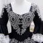 Vintage / Retro Black Lace Flower Prom Dresses 2026 Ball Gown Square Neckline Bell sleeves Backless Floor-Length / Long Formal Dresses