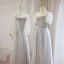 Simple Gris Robe Demoiselle D'honneur 2023 Princesse Encolure Carrée Manches Courtes Dos Nu Thé Longueur Robe Demoiselle D'honneur