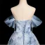 Elegant Sky Blue Beading Sequins Prom Dresses 2025 Ball Gown Off-The-Shoulder Short Sleeve Backless Floor-Length / Long Prom Formal Dresses