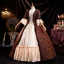 Medieval Vintage / Retro Brown Printing Prom Dresses 2025 Ball Gown Square Neckline Bell sleeves Backless Floor-Length / Long Prom Formal Dresses