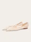 Charming Champagne Lace Flower Leather Flat Wedding Shoes 2025 Pointed Toe Wedding High Heels