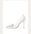 Élégant Blanche Faux Diamant Chaussure De Mariée 2024 Cuir 10 cm Talons Aiguilles À Bout Pointu Mariage Escarpins Talons Hauts