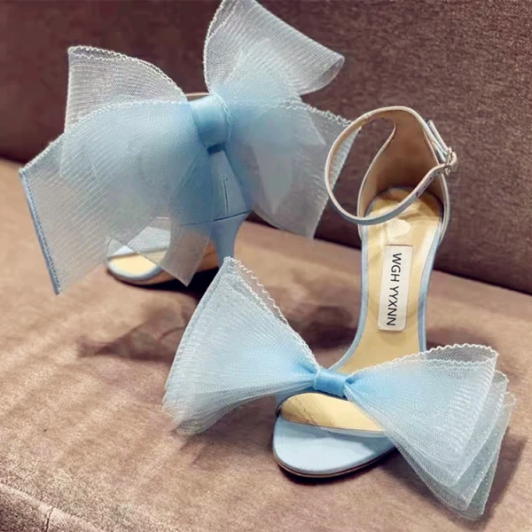 Sexy Fuchsie Ball Schleife Sandalen Damen 2022 Leder 9 cm Stilettos Knöchelriemen Peeptoes Sandaletten Hochhackige