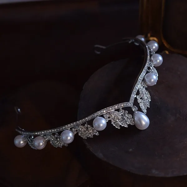 Fine Sølv Perle Rhinestone Legering Bryllup Armbånd Øredobber Tiara Har Tilbehor 2025