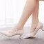 Élégant Blanche En Dentelle Fleur Paillettes Chaussure De Mariée 2023 5 cm Talons Aiguilles À Bout Pointu Mariage Escarpins Talons Hauts