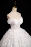 Chic / Beautiful White Beading Appliques Prom Dresses 2024 Ball Gown Strapless Sleeveless Backless Floor-Length / Long Prom Formal Dresses
